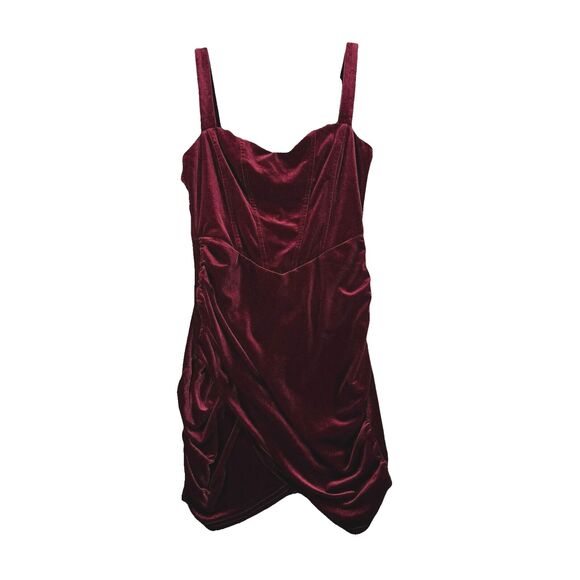 Cider Dress Womens Small Red Velvet Corset Cami Mini Ruched Clubwear Date Night - Picture 1 of 10